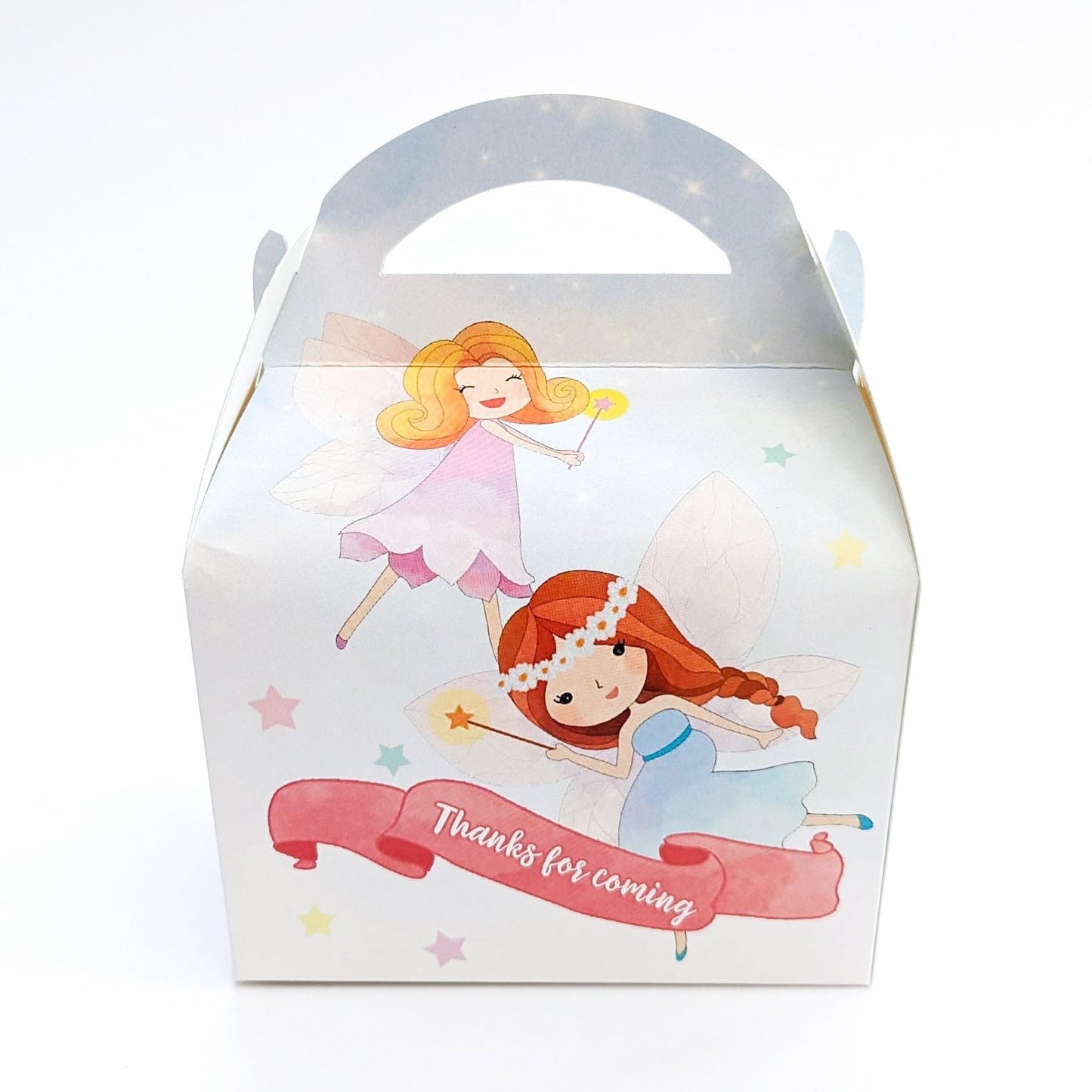 Fairy fairies fairytales Watercolour Personalised Children’s Party Box Gift Bag Favour