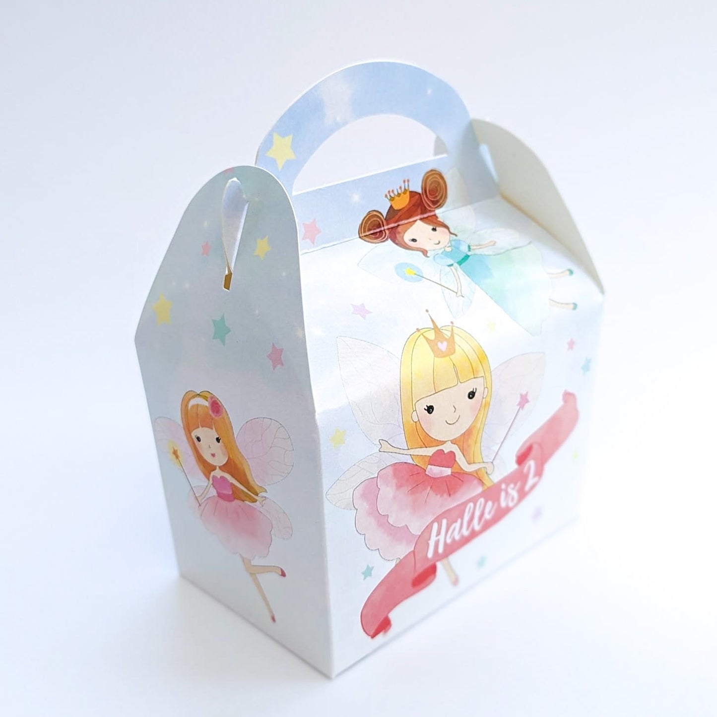 Fairy fairies fairytales Watercolour Personalised Children’s Party Box Gift Bag Favour