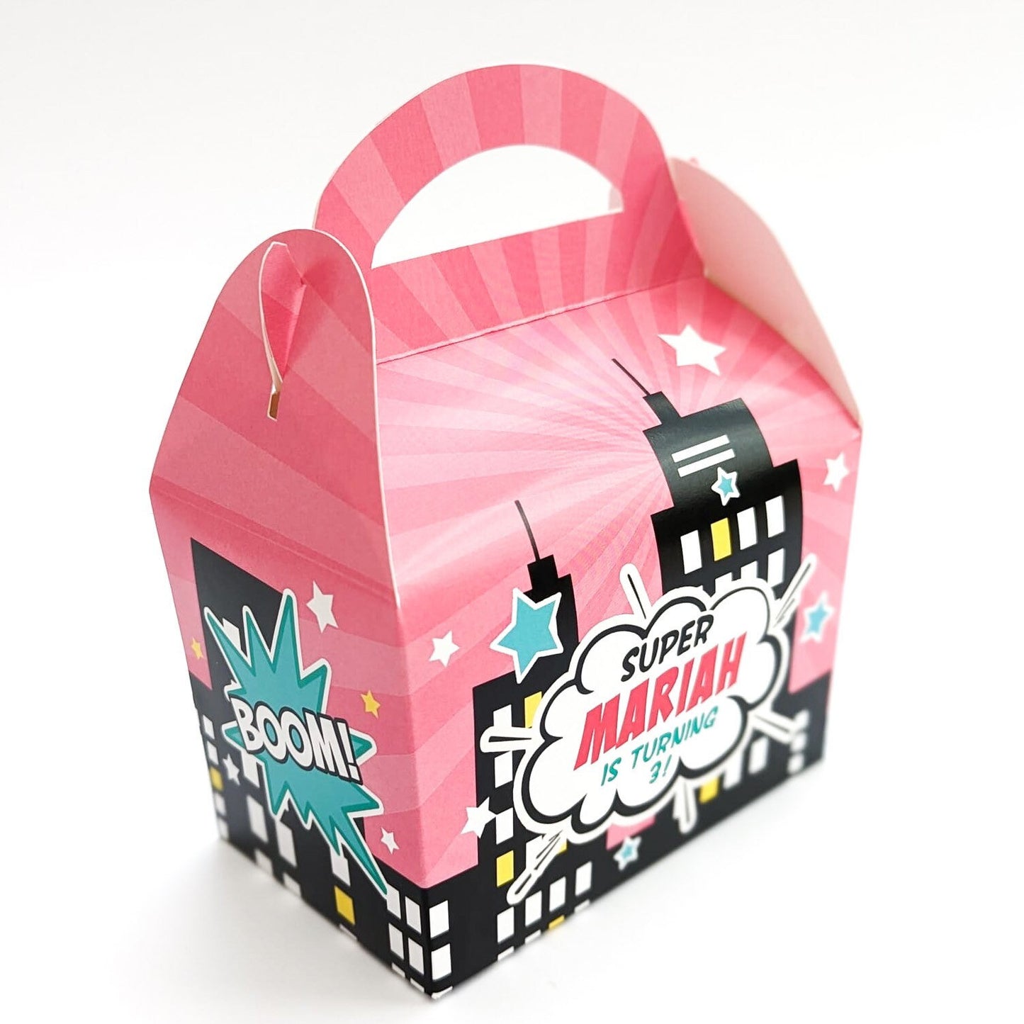 Comic Book Superhero Girls Personalised Children’s Party Box Gift Bag Favour