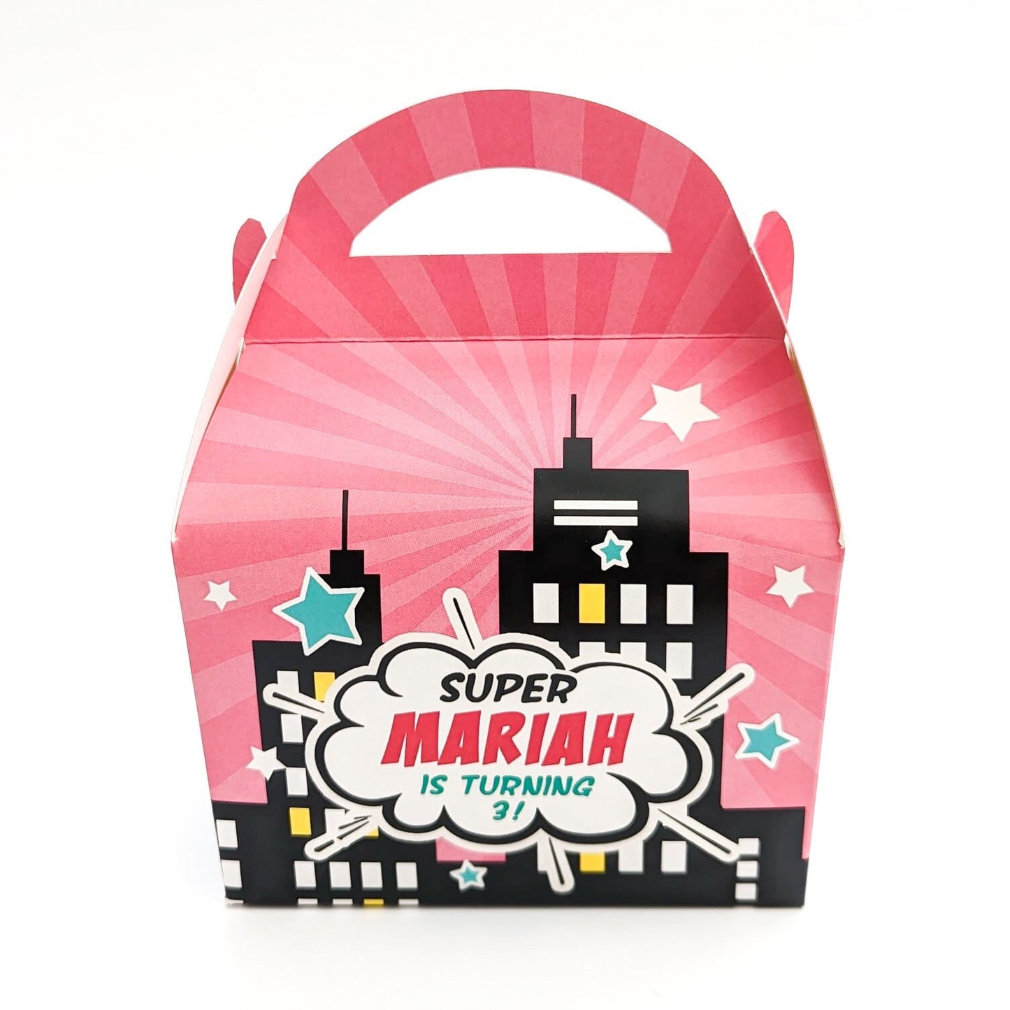 Comic Book Superhero Girls Personalised Children’s Party Box Gift Bag Favour