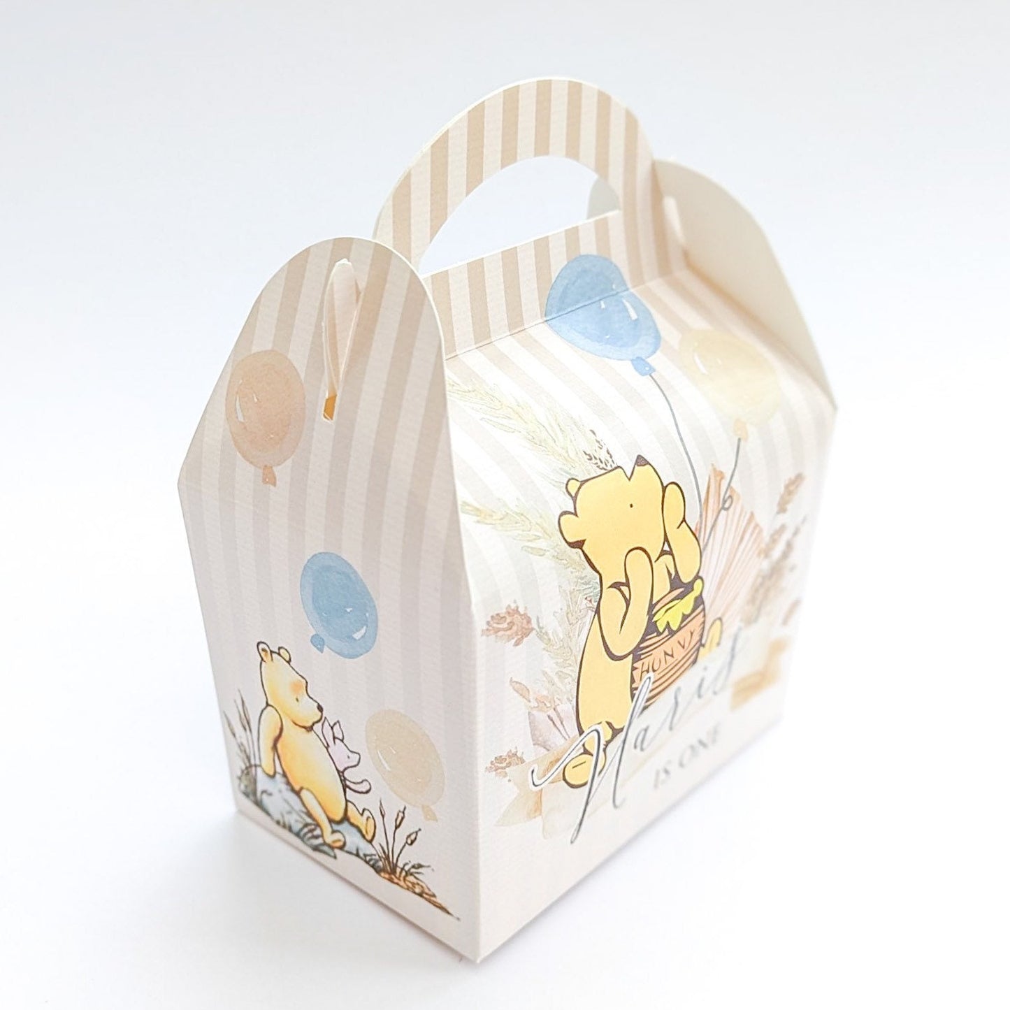 Winnie the Pooh classic floral Personalised Children’s Party Box Gift Bag Favour