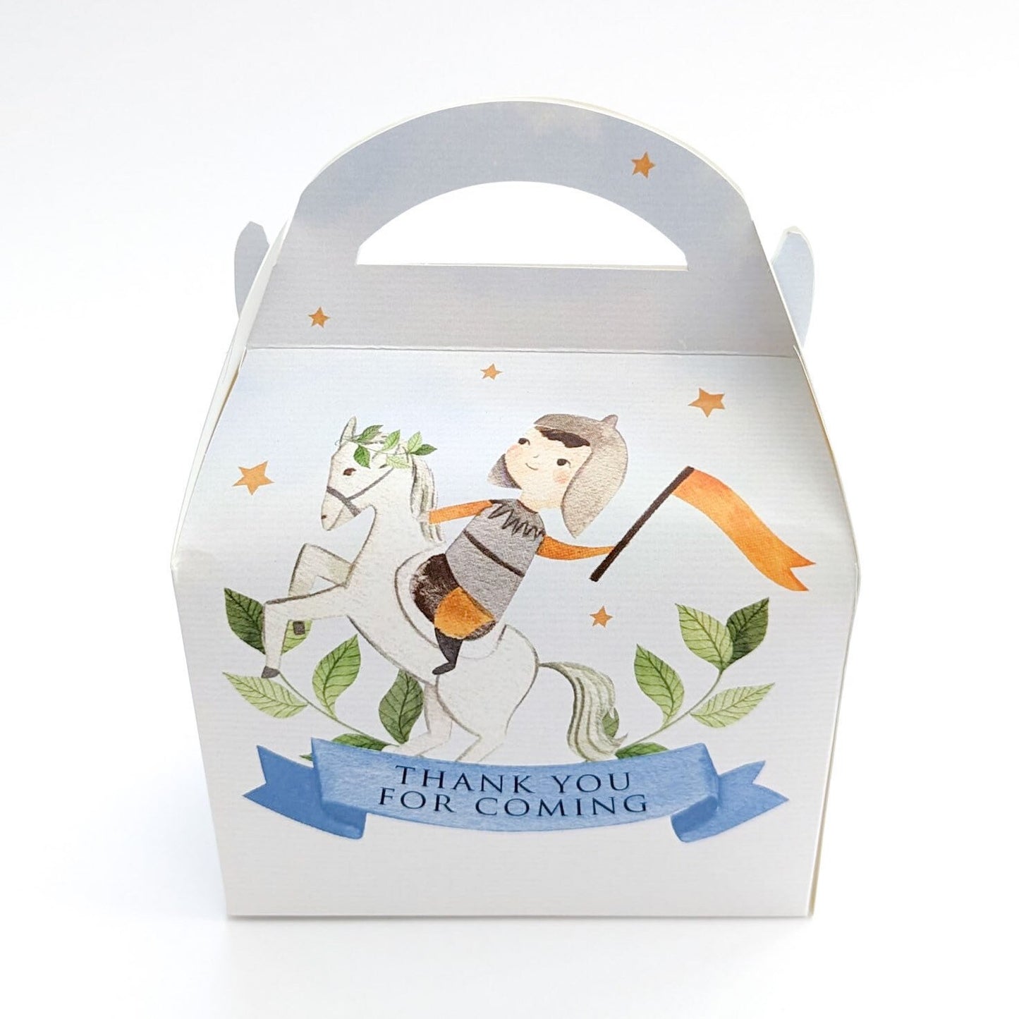 Knights and Dragons fairytale Castle Watercolour Personalised Children’s Party Box Gift Bag Favour