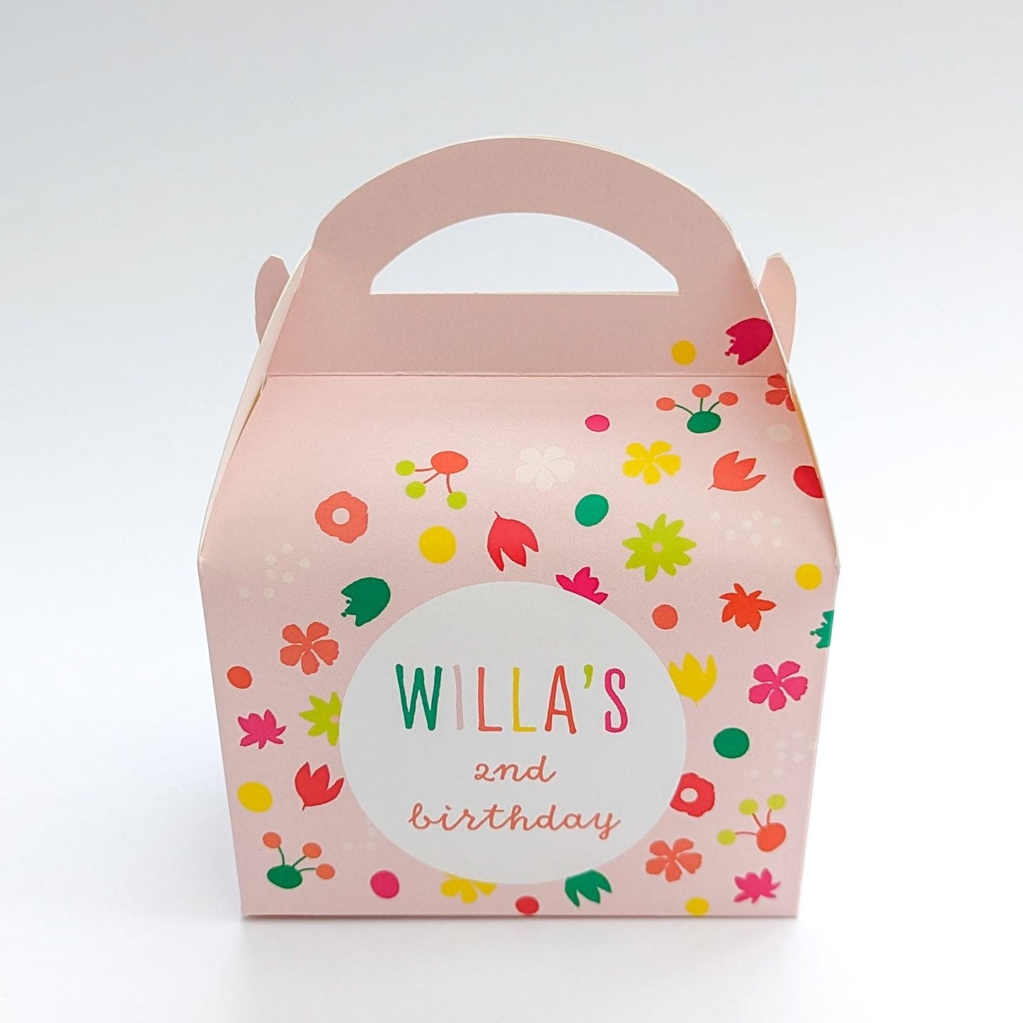 Colourful Floral Personalised Children’s Party Box Wedding Bridal Shower Baby Shower Gift Bag Favour