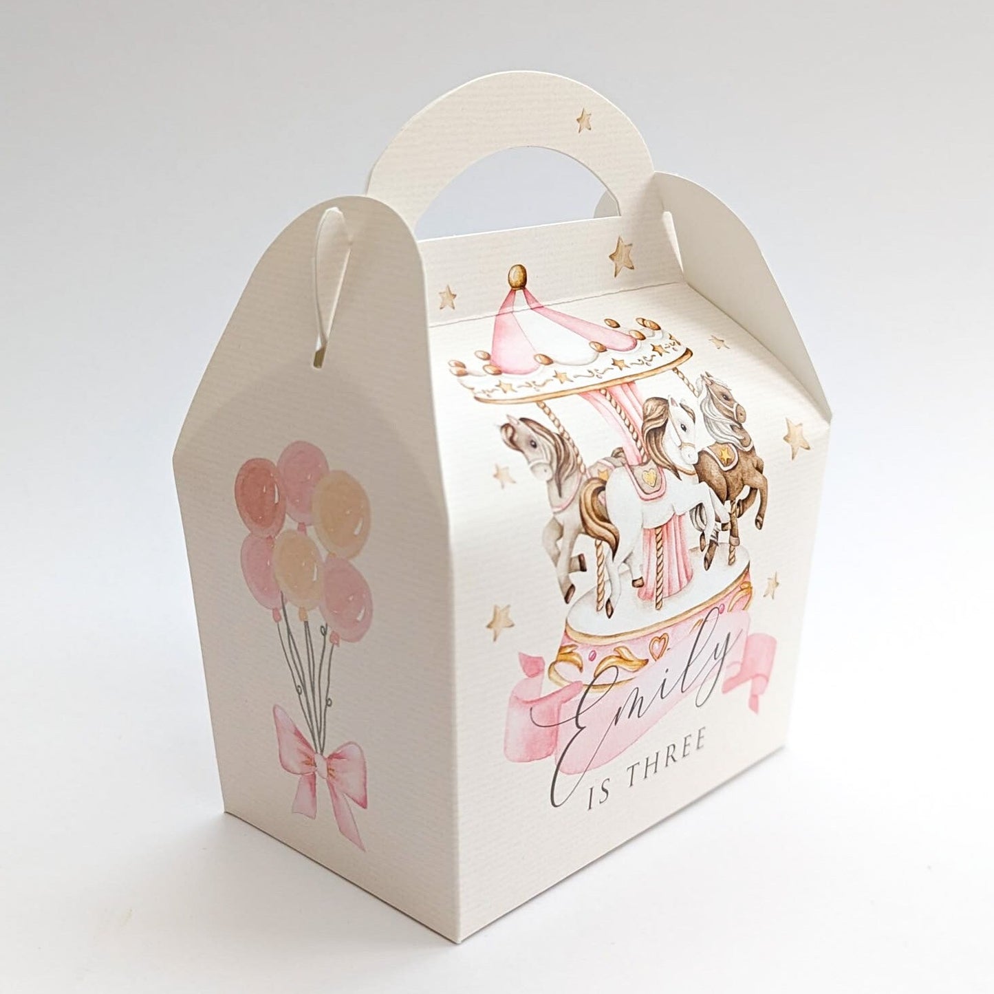 CAROUSEL Fairground Personalised Children’s Party Box Gift Bag Favour