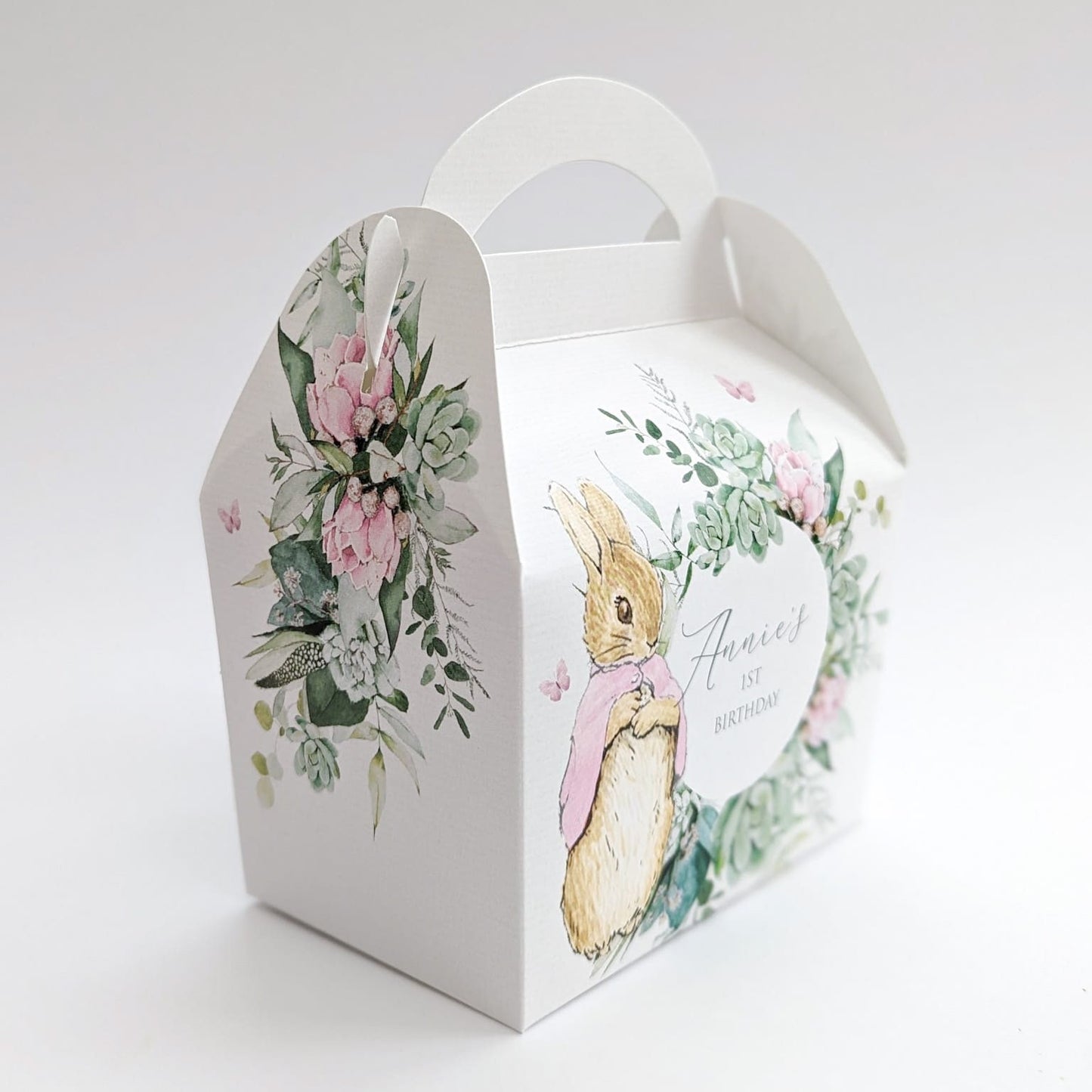 Peter Rabbit floral Personalised Children’s Party Box Gift Bag Favour