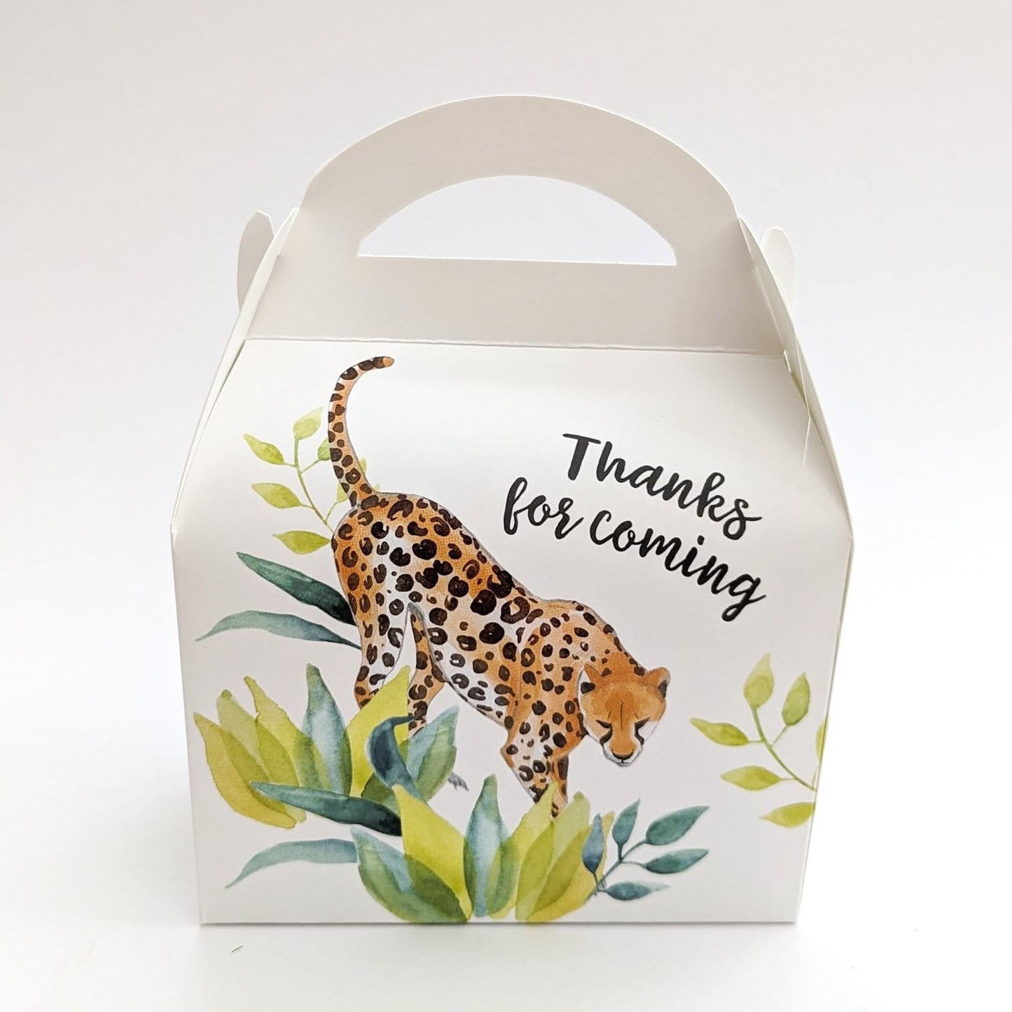 LEOPARD Jungle Personalised Children’s Party Box Gift Bag Favour