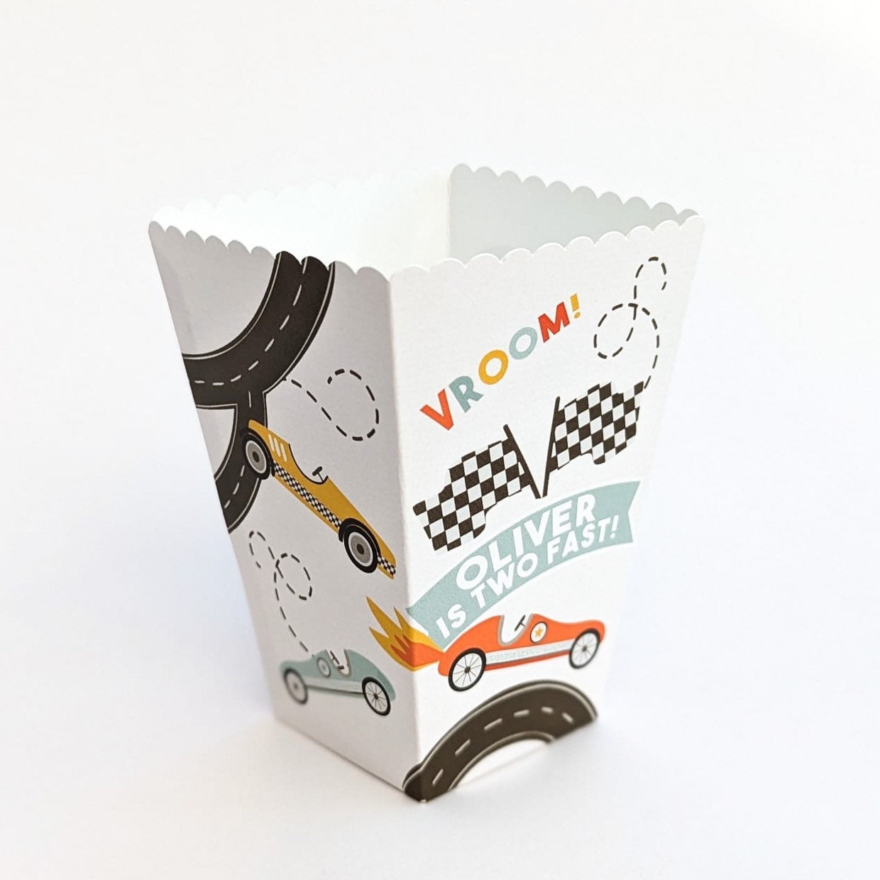 Retro Cars Racing Driver Personalised Children’s Party Boxes Gift Bag Favour