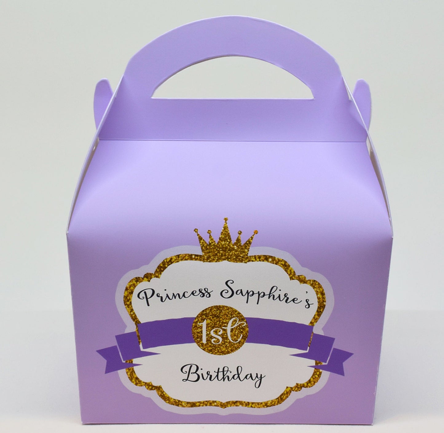 Customisable Princess Glitter Personalised Children’s Party Box Gift Bag Favour