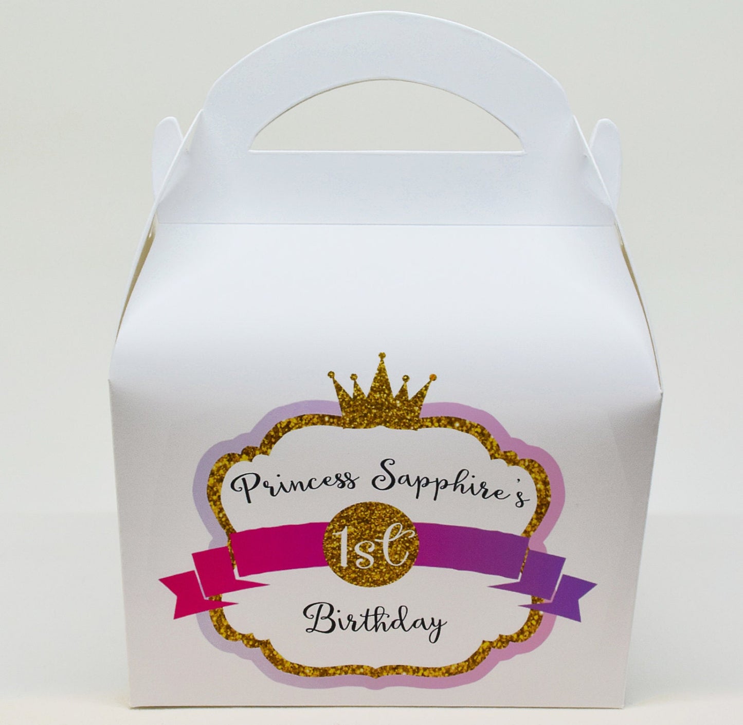 Customisable Princess Glitter Personalised Children’s Party Box Gift Bag Favour